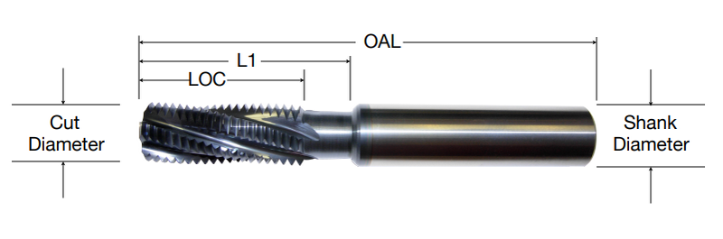 Standard Helical UN Extra Length Thread Mills with TiAIN Coating